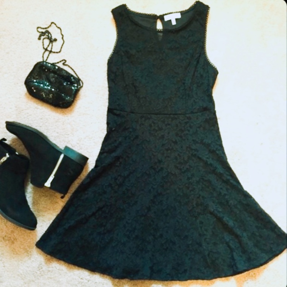 Monteau Los Angeles Black Lace Corset Lace-up Mini Dress, small / medium / large